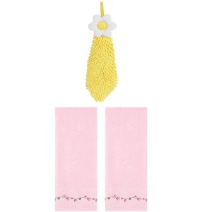REGALWOVEN 3 Pcs Floral Soft Absorbent Hand Towel for Bathroom Kitchen - 1 of 4