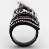 Slickblue IP Black Leaf Design Stainless Steel Ring with Multi-Color Synthetic Crystal for Women, Size 5-10 - 3 of 4