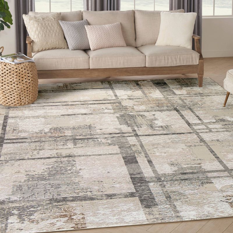 Nourison Modern Geometric Sustainable Woven Rug with Lines Beige, 5 of 12