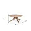 HomeRoots 42" Natural Solid Wood Round Cross Legs Coffee Table - 3 of 4