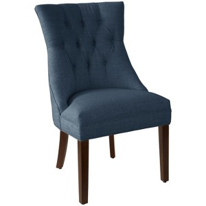 Niki Modern English Arm Chair Navy Linen - Cloth & Co., Blue Linen