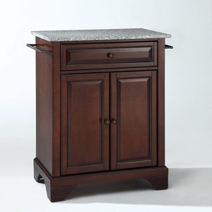 Lafayette Gray Granite Top Portable Kitchen Island/Cart Mahogany - Crosley: Storage, Adjustable Shelf, Towel Bars - 1 of 4