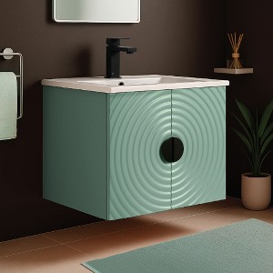 Pellabay Modern Bathroom Vanity with Fluted Circular Doors - Sink Included - 1 of 4