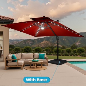 Crestlive Products 13FT Patio Cantilever Umbrella with Light Base Set Double Top High-strength Aluminum 360°Rotation 5 Heights Adjustable - 1 of 4