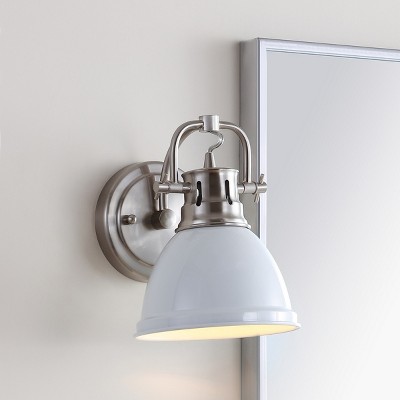 Chrome and White Modern Bathroom Sconce with Chic Shade