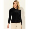 Allegra K Women's Button Down Solid Color Long Sleeve Velvet Work Shirt - 2 of 4
