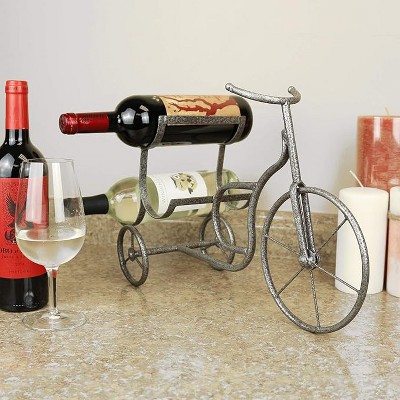 Vintage Black Metal Bicycle Wine Rack for 3 Bottles