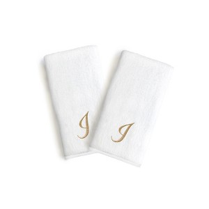 Linum Home Textles Monogrammed Luxury 100% Turkish Cotton Novelty White  Hand Towel (Set of 2) - 1 of 1