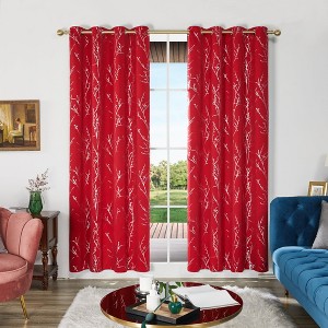 Deconovo Silver Tree Blackout Curtains (2 Panels) – Thermal Insulated - 1 of 4