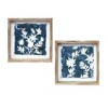 Framed Floral Print, Set of 6 in MDF 8" Square — White Blue Brown Rustic Wall Decor by Melrose - 2 of 4