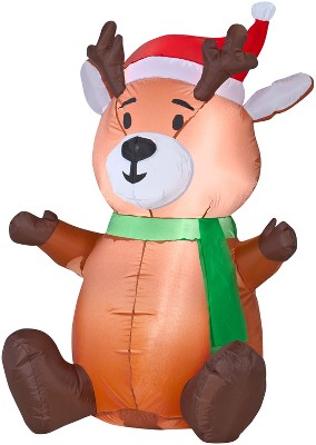 Gemmy Christmas Airblown Inflatable Outdoor Baby Reindeer , 3.5 ft Tall, Multi