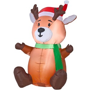 Gemmy Christmas Airblown Inflatable Outdoor Baby Reindeer , 3.5 ft Tall, Multi - 1 of 3