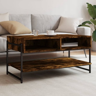 vidaXL Coffee Table Smoked Oak 35.4 in.x19.7 in.x17.7 in. Engineered Wood