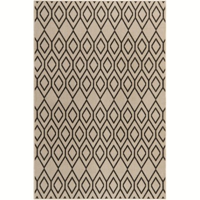 Ivory Rectangular Synthetic Outdoor Stain-Resistant Rug 5' x 7'