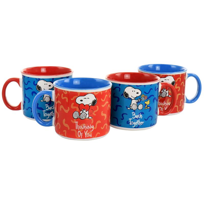 Gibson Peanuts Snoopy Songs 4 Piece 21oz Stoneware Mug Set in Assorted Designs, 1 of 8