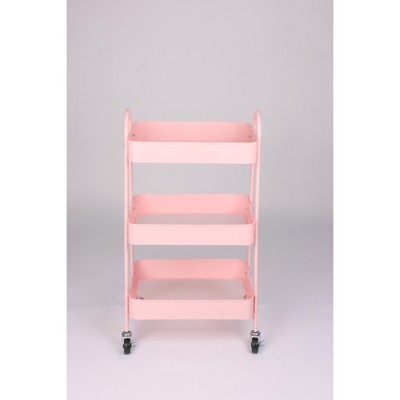 DOMETOUR 3 Tier Small Rolling Cart Metal Utility Storage Organizer Kitchen Trolley Bathroom Laundry Room Bar Office Shelves