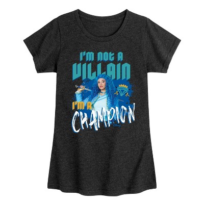 Girls Descendants Chloe Charming Not A Villain I m A Champion Fitted Short Sleeve Graphic T shirt Heather Black Small Target