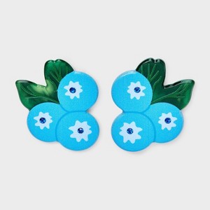 Acrylic Blueberries Post Earrings - A New Day™ Blue: Hypoallergenic Plastic Drop Earrings, 1.5" Length, 0.55 oz - 1 of 2