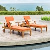 Christopher Knight Home Perla Outdoor Acacia Wood 3 Piece Adjustable Chaise Lounge Chat Set with Cushion - 2 of 4