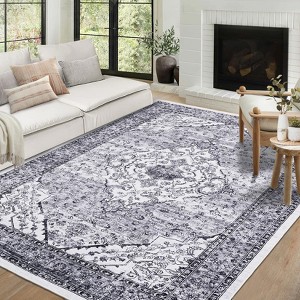 Coucheta Washable Boho Floral Area Rug, Vintage Bohemian Indoor Carpet, Soft Non-Shedding&Stain Resistant Rugs for Living Room, Bedroom, Dining Room - 1 of 4