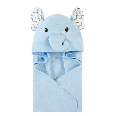 Hudson Baby Infant Boy Rayon from Bamboo Animal Face Hooded Towel, Blue Elephant, One Size