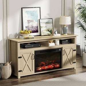 Farmhouse TV Stand for Televisions up to 65 Inches, Sliding Barn Doors and Storage Cabinets, Console Table and Media Furniture for Living Room, Grey - 1 of 1