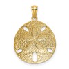 Black Bow Jewelry 14k Yellow Gold and White Rhodium Sand Dollar Pendant, 15mm or 19mm - 3 of 4