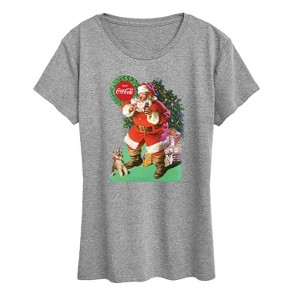 Women's - Coca-Cola - Vintage Santa With Dog Short Sleeve Graphic T-Shirt - 1 of 4