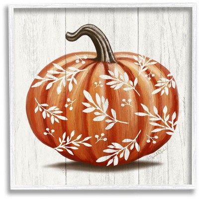 Stupell Industries Orange Fall Botanical Pumpkin Framed Giclee Art