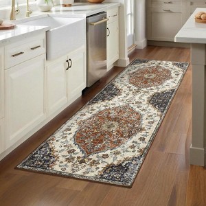 Large Area Rug, Vintage Washable Floral Medallion Area Rug for Living Room, Printed Non Slip Carpet Soft Rugs - 1 of 4