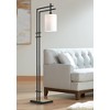 Possini Euro Design Torrance Modern Industrial 65" Tall Downbridge Arc Floor Lamp Matte Black Warm Gold Frosted Glass Shade for Living Room - 2 of 4