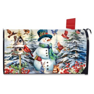 Briarwood Lane Winter Mailbox Cover  - Standard Size - Snowman and Birds For Winter Mailbox Cover - 1 of 2