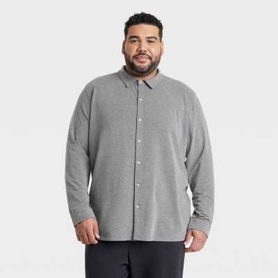 Men's Big Long Sleeve Commuter Shirt - All In Motion™ Heathered Gray 3XL