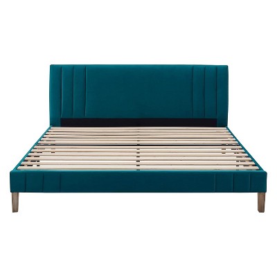 Classic Brands Chicago Modern Contemporary Tufted Upholstered Platform Bed with Headboard, Wood Frame, and Wood Slat Support, King, Antonio Juniper