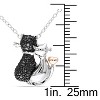 EVERLY JEWELRY | Two-Tone Silver with Black Rhodium Black Diamond Cat Love Pendant with Chain - 3 of 4