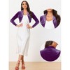 INSPIRE CHIC Women's Long Sleeve Lapel Collar Velvet Open Front Cropped Cardigan - 2 of 4
