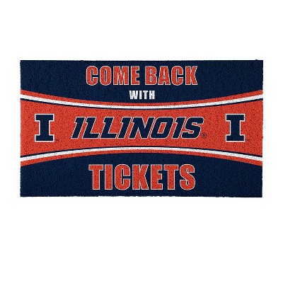 Evergreen Come Back with Tickets University of Illinois 28" x 16" Woven PVC Indoor Outdoor Doormat