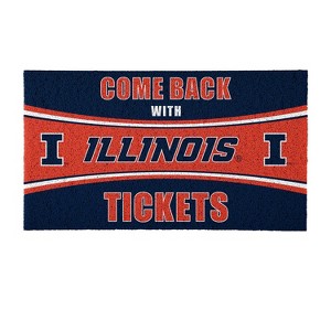 Evergreen Come Back with Tickets University of Illinois 28" x 16" Woven PVC Indoor Outdoor Doormat - 1 of 4