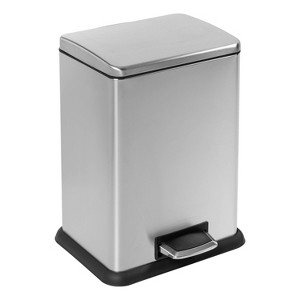 Honey-Can-Do 58L Rectangular Step Trash Can: Stainless Steel Pedal-Operated Garbage Can with Lid, Silver - 1 of 4