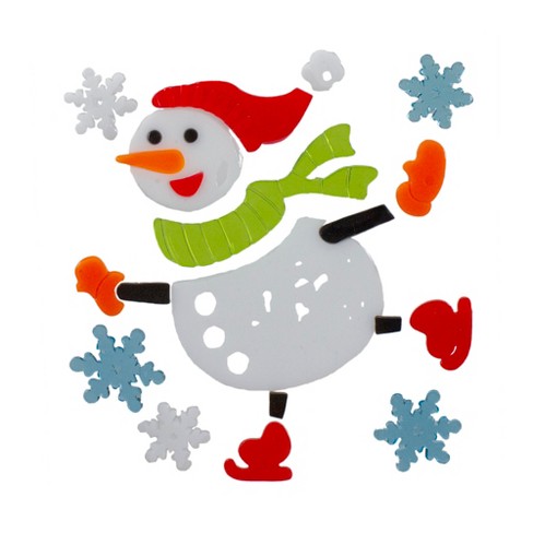 Northlight Skating Snowman and Snowflakes Gel Christmas Window Clings - image 1 of 2