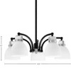 Toltec Lighting Easton 5 - Light Chandelier in  Matte Black/Brushed Nickel with 6'' White Muslin Shade - 3 of 4