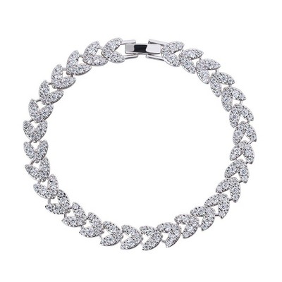 Hollywood Sensation Heart CZ Tennis Bracelet with White Diamond Cubic Zirconia 7.75 Inches Gold