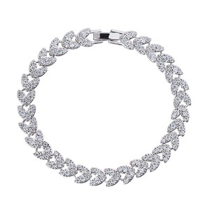 Hollywood Sensation Heart CZ Tennis Bracelet with White Diamond Cubic Zirconia 7.75 Inches Gold - 1 of 4