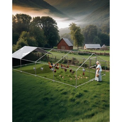 Whizmax Chicken Coop The Galvanized Steel Pipe PE Cloth is 26.1 x13.1 x 6.4 ft