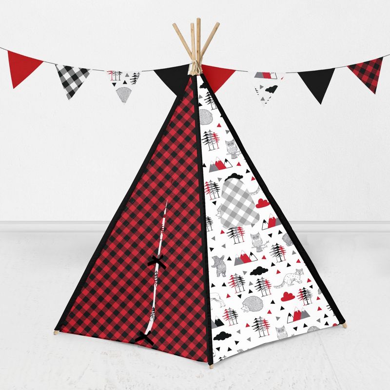Bacati - Lumberjack Red/Black Play Tent for Kids/Toddlers, 100% Cotton Percale Fabric Cover , 2 of 8