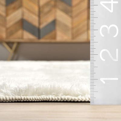 White Machine Washable Non-Slip Shag Area Rug, 2'6" x 10'