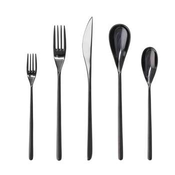 20pc Stainless Steel Dragonfly Silverware Set Black - Fortessa Tableware Solutions