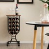 Costway 14 Bottles Wine Rack Console Table Freestanding Wine Storage with Woodtop & Wheels - 4 of 4