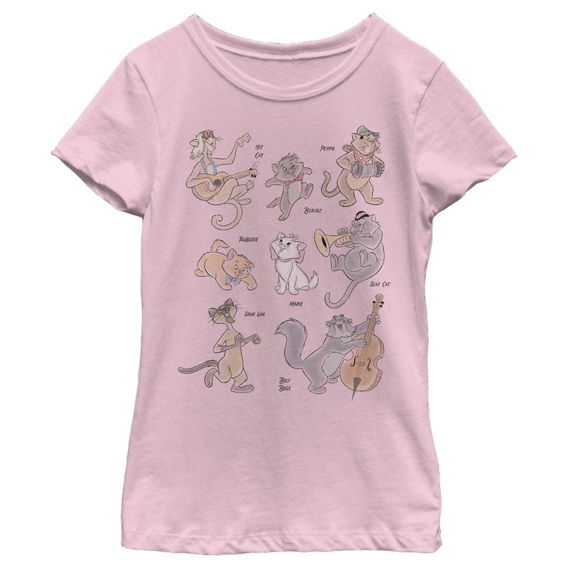 Girl's Aristocats The Whole Cat Crew T-Shirt, 1 of 5