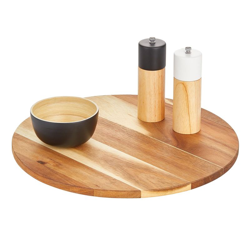 mDesign Acacia Wood Lazy Susan Turntable Spinner, Pantry Organizing, 1 of 8